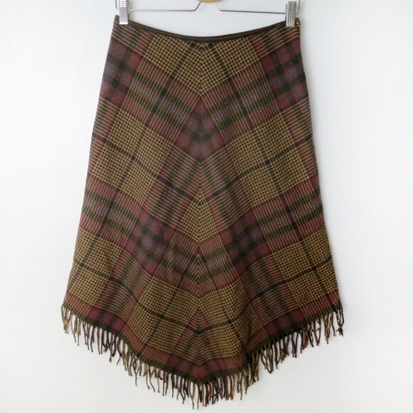 Lauren Ralph Lauren Lambswool Plaid Skirt With Fringe 6P - Picture 2 of 11